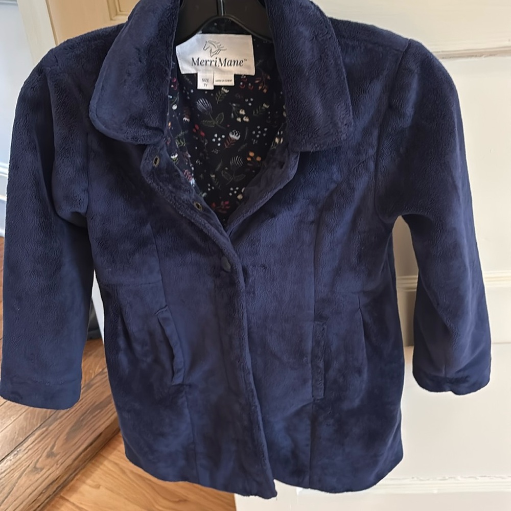 Girls MerriMane Classic Party Coat Plush Navy‎ Blue